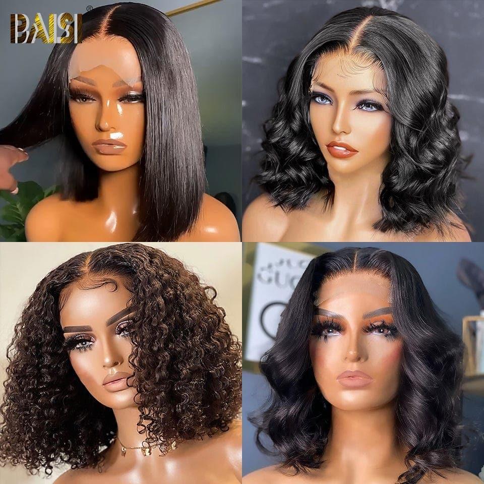 BAISI Achetez 2 perruques minimum au prix d'usine fournisseur en France TVA 0€ 48H arrivé 4x4 closure perruque bob Coupe carrée en 100% cheveux humains (Pas Besoin de Code)