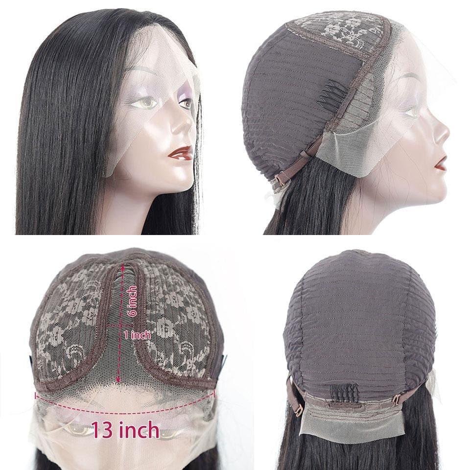 BAISI 13x4 Lace Frontal Perruque BOB Noir Body Wave Avec lace Frontal 13x1x6 En 100% Cheveux Naturels