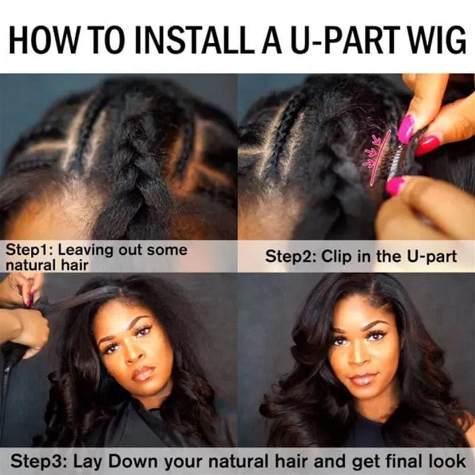 BAISI U PART PERRUQUE SANS LACE KINKY STRAIGHT