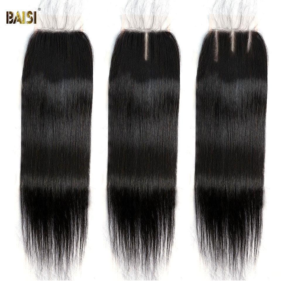BAISI 4x4 Lace Closure Lisse Avec Les Petits Noeuds Blanchits