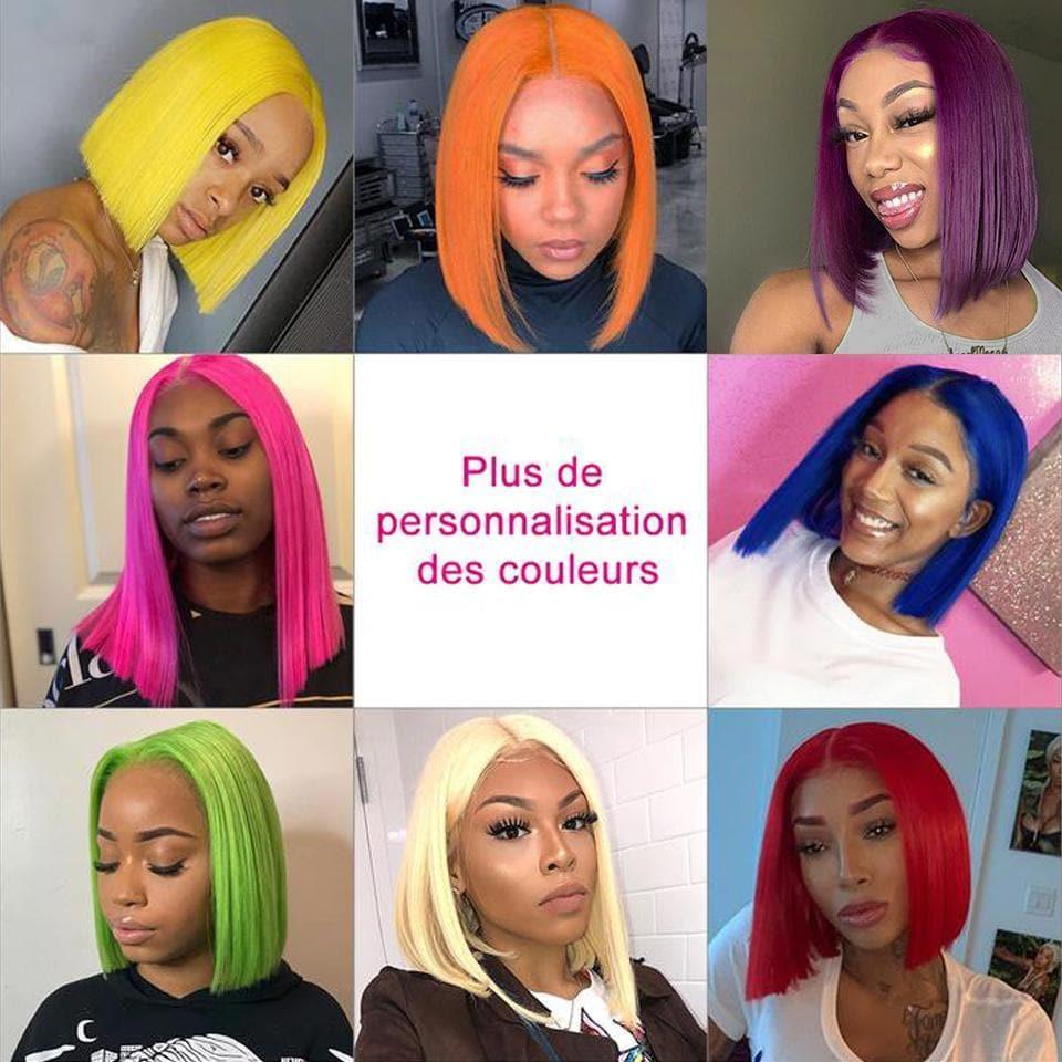 BAISI Perruque Carrée Coloréé Personnalisée En 100% Cheveux Naturels