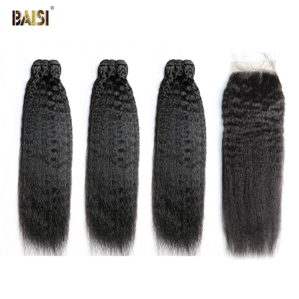 BAISI 10A Tissage Avec Closure/Frontal En Grand Solde Kinky Straight