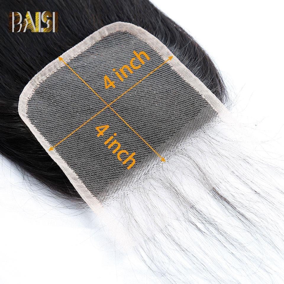 BAISI 4x4 Lace Closure Lisse Avec Les Petits Noeuds Blanchits
