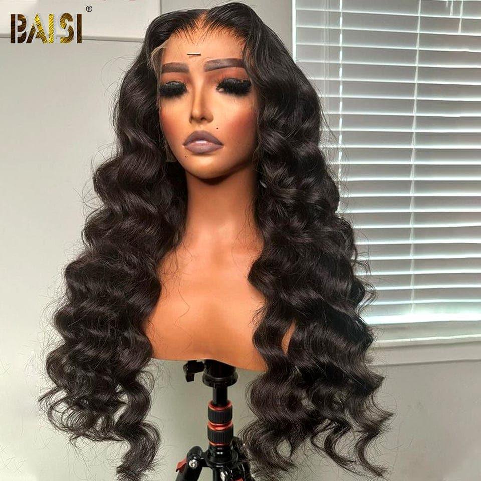 BAISI Perruque Naturelle En Lace Frontal Natural Wave En 100% Cheveux Humains