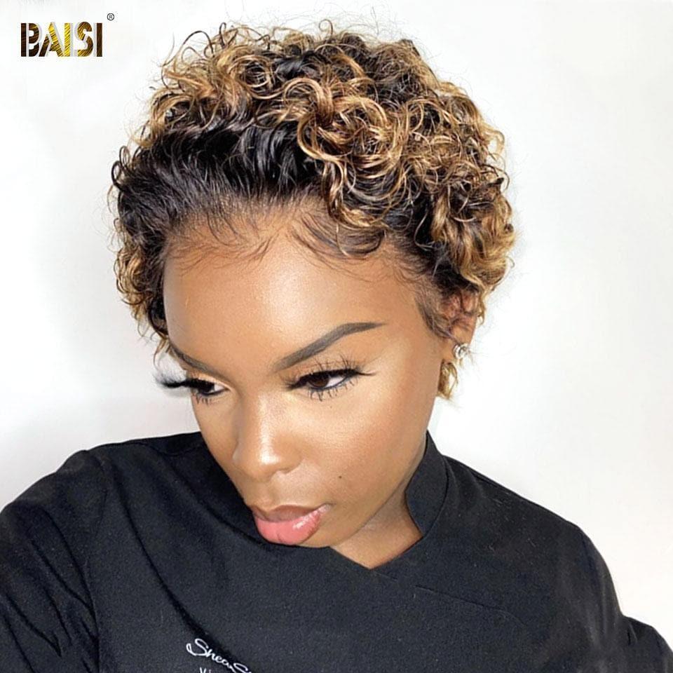 BAISI Achetez 2 perruques minimum au prix d'usine fournisseur FLORENCE 13X4 lace Bob 12 Pouces egg wave ou 13X1 lace Curly en couleur (Pas Besoin de Code)