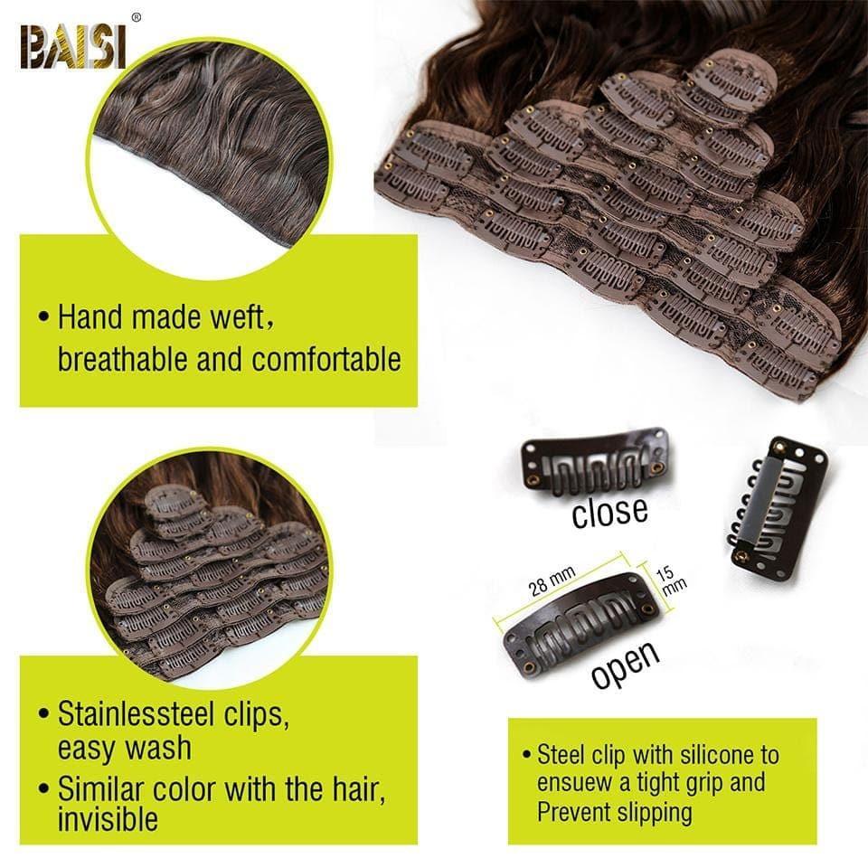 BAISI Extensions À Clips #2 Body Wave En 100% Cheveux Humains 8 Pièces et 120G Par Lot