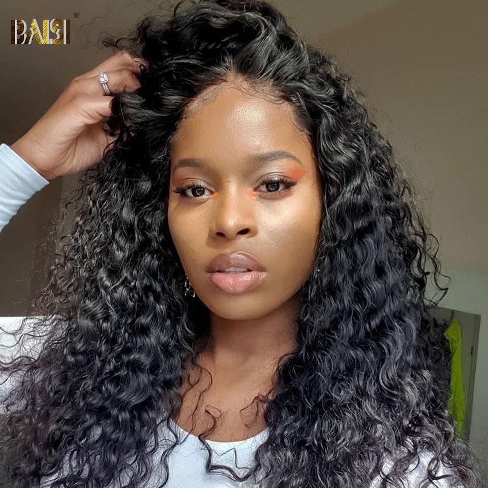 BAISI Bouclé Deep Wave 13x4 Densité 250% avec frontale Perruque de luxe haute de gamme plus de 10 ans d' utilisation