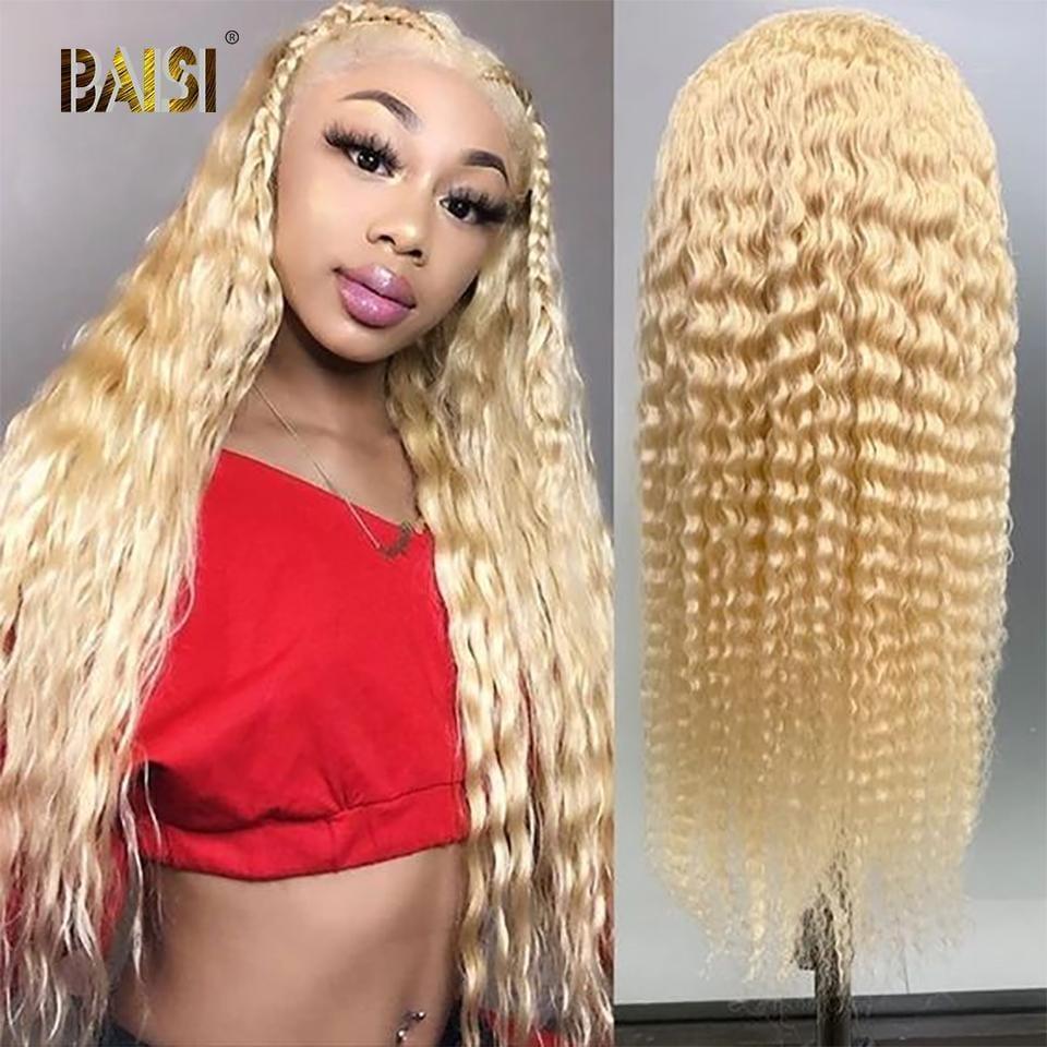 BAISI Perruque Personnalisée Blonde 613# Bouclée Deep Wave Peruque De Haute Qualité, Livraison Gratuite
