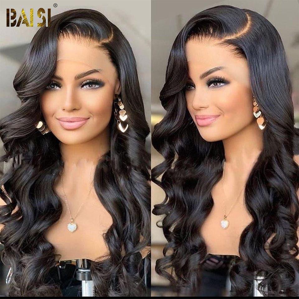 BAISI Achetez 2 perruques minimum au prix d'usine fournisseur 13x4 Lace Frontal Perruque Body Wave Sans Colle Lace déjà couper Facile à Porter En 100% Cheveux Humains (Pas Besoins De Code)