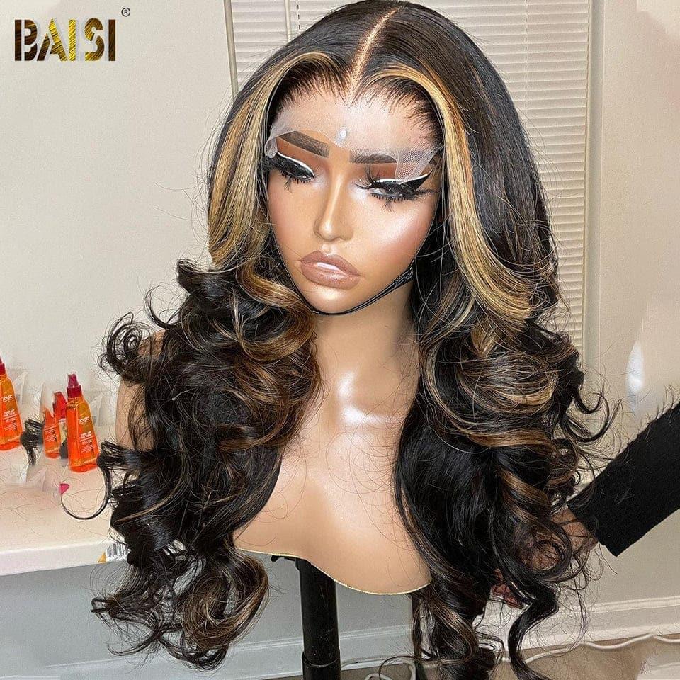 BAISI 13x4 Frontal Perruque Body Wave Mixte Longue En Couleur 1B#30 En 100% Cheveux Humains