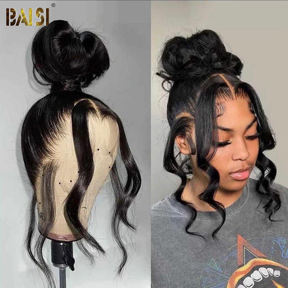 BAISI Achetez 2 perruques minimum au prix d'usine fournisseur en France TVA 0€ 48H arrivé 360 Lace Perruque Body Wave en Vrais Cheveux Humains Coiffure Chignion (Pas Besoin de Code)