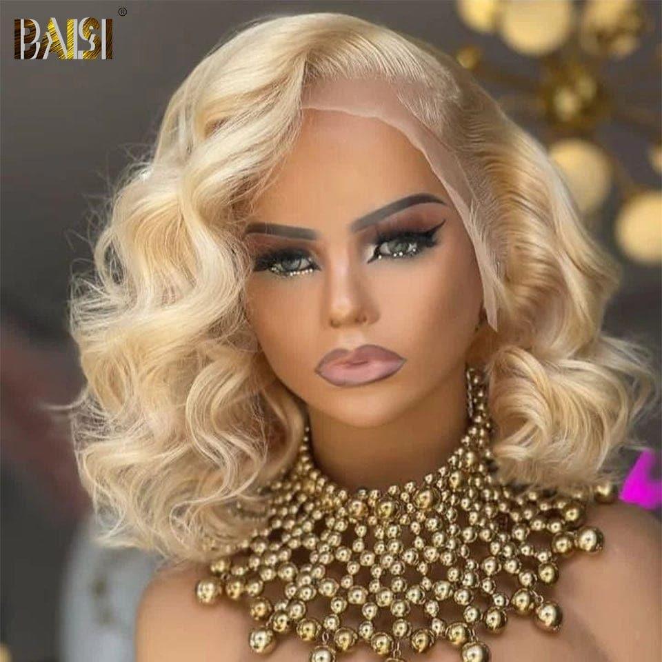 BAISI #613 Couleur 4X4 Lace Closure Perruques Blonde 180% Densité Body Wave&Lisse