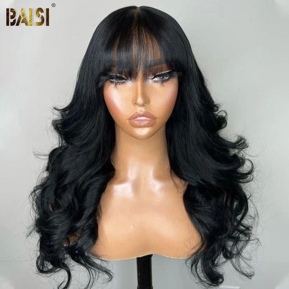 BAISI 4x4 closure perruque body wave avec frange en 100% cheveux humains en cheveux indians brésiliens de bonne qualité