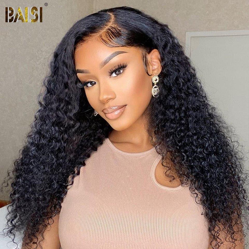 BAISI Achetez 2 perruques minimum au prix d'usine fournisseur 4x4 Perruque Deep Wave Pré-plucked Pas Besoin de Colle en 100% Raw Hair Lace déjà couper(Pas Besoin de Code)