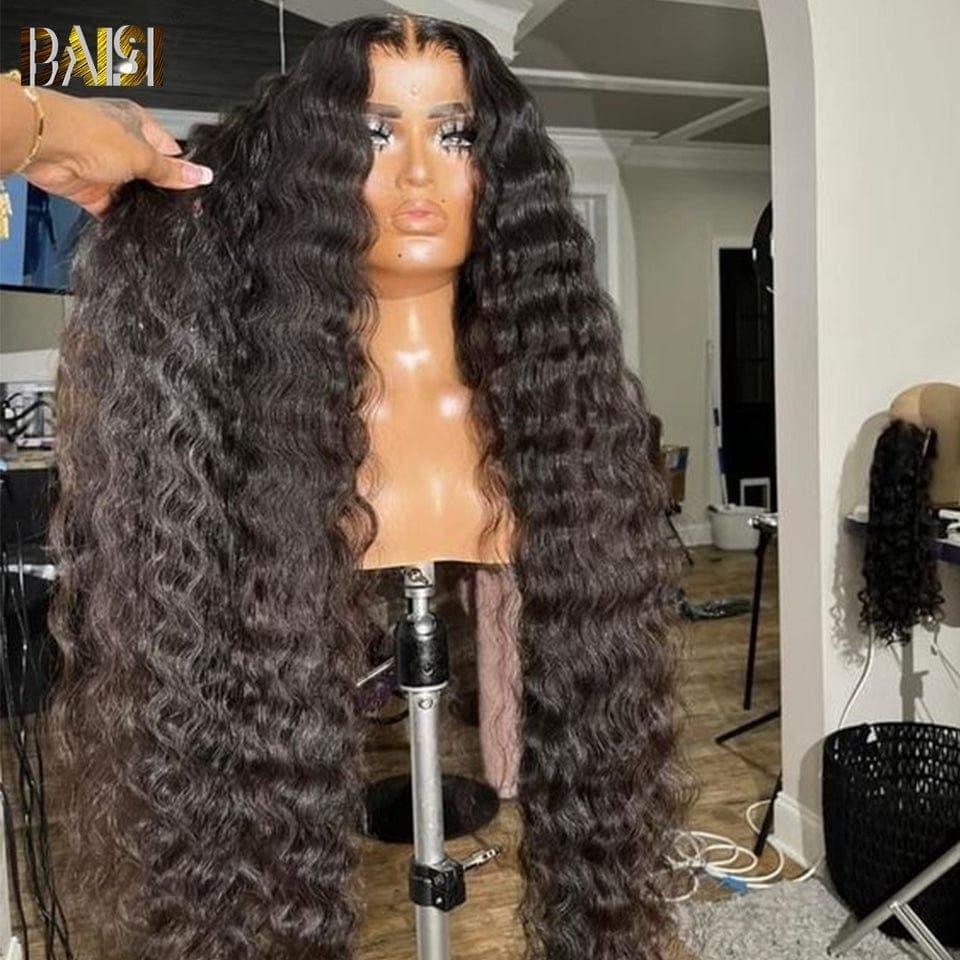 BAISI Peruca Longa Deep Wave Personalizada 250% Densidade 40 Polegadas