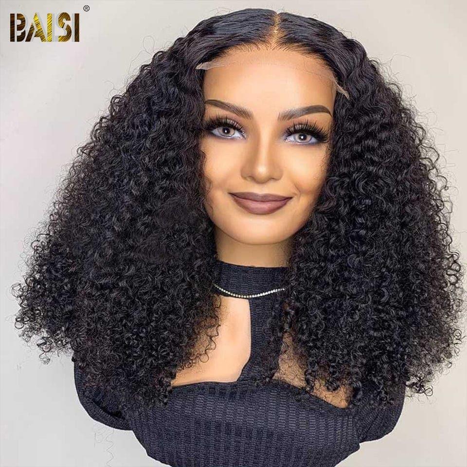 BAISI Achetez 2 perruques minimum au prix d'usine fournisseur 4x4 Closure Perruque Kinky Curly En 100% Cheveux Humains En Cheveux Indians Brésiliens De Bonne Qualité (Pas besoins de code)