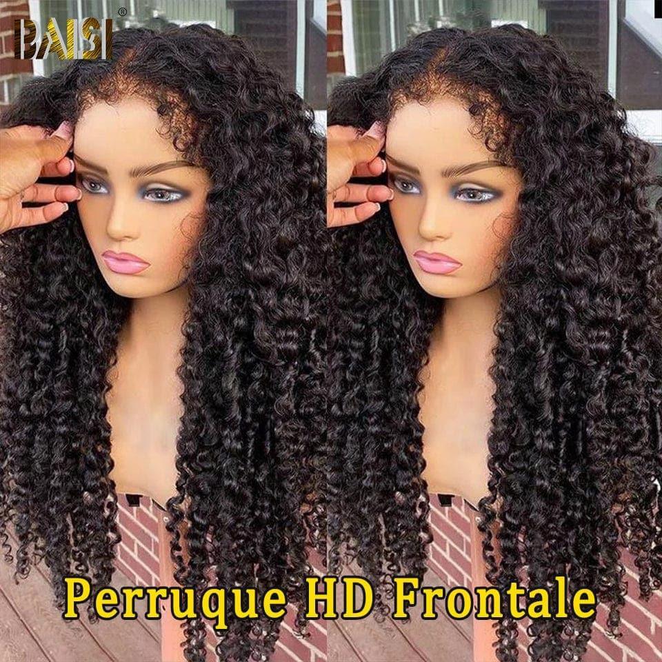 BAISI peruca frontal lace HD 13x4 Kinky Curly premium com baby hair natural em 100% cabelo humano verdadeiro
