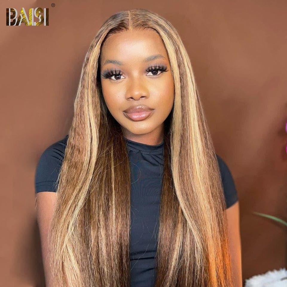 Parrucca frontale in pizzo 13x4 BAISI Kinky Straight #4MIX#27 in 100% capelli umani