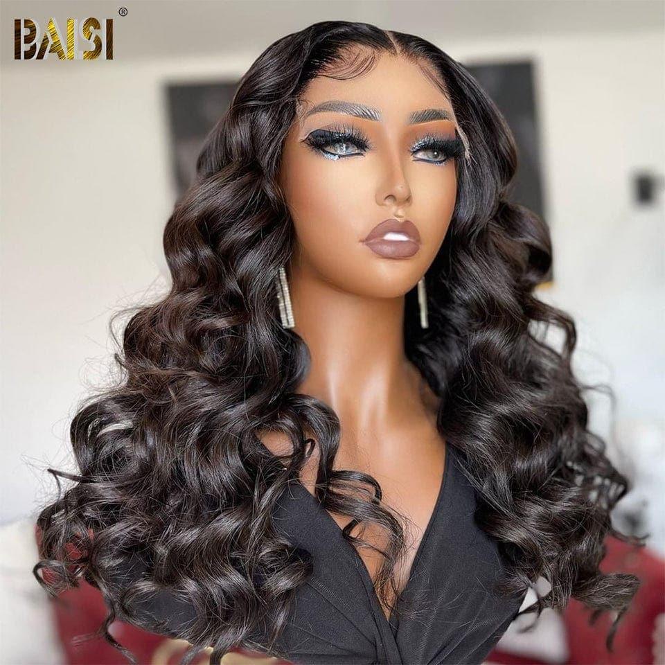 BAISI peruca closure 4x4 ondulação natural em 100% cabelo humano indiano brasileiro de boa qualidade