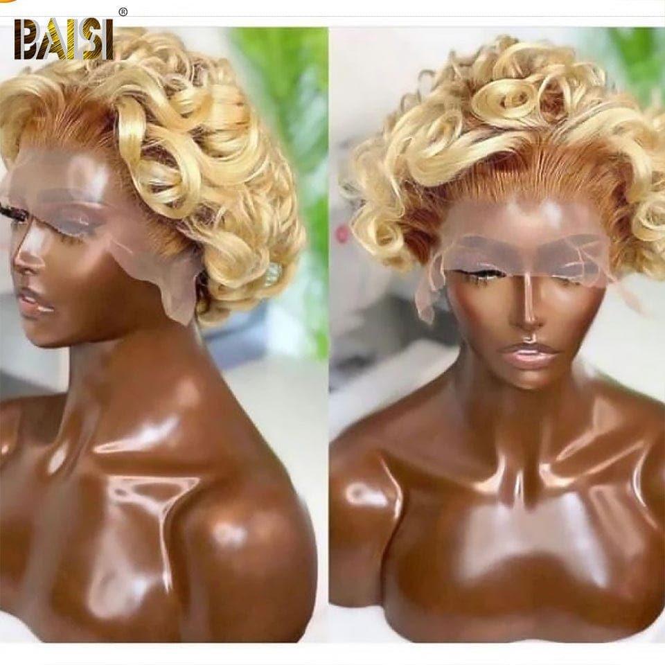 Parrucca bob a onda naturale frontale 13X4 BAISI colore # 4 # 613 in 100% veri capelli umani
