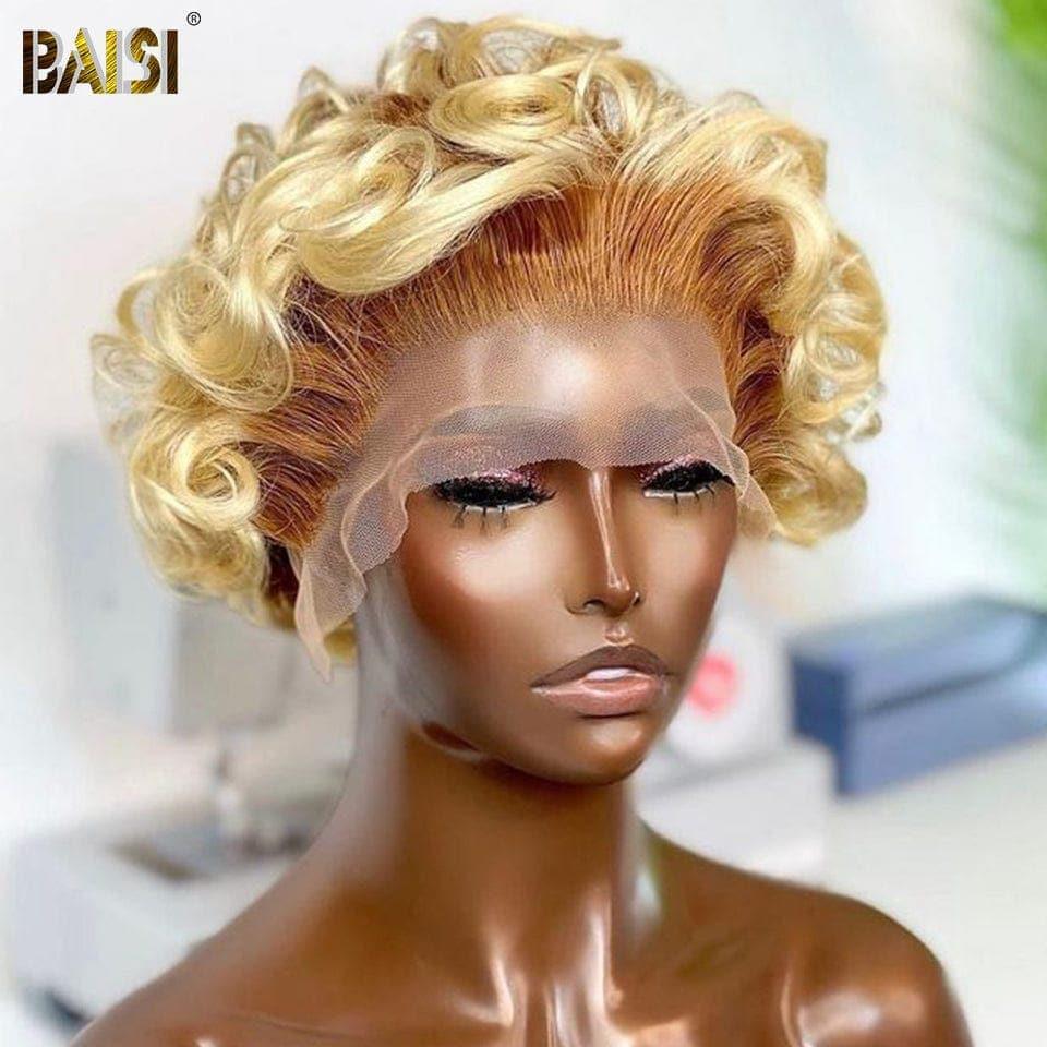 Parrucca bob a onda naturale frontale 13X4 BAISI colore # 4 # 613 in 100% veri capelli umani