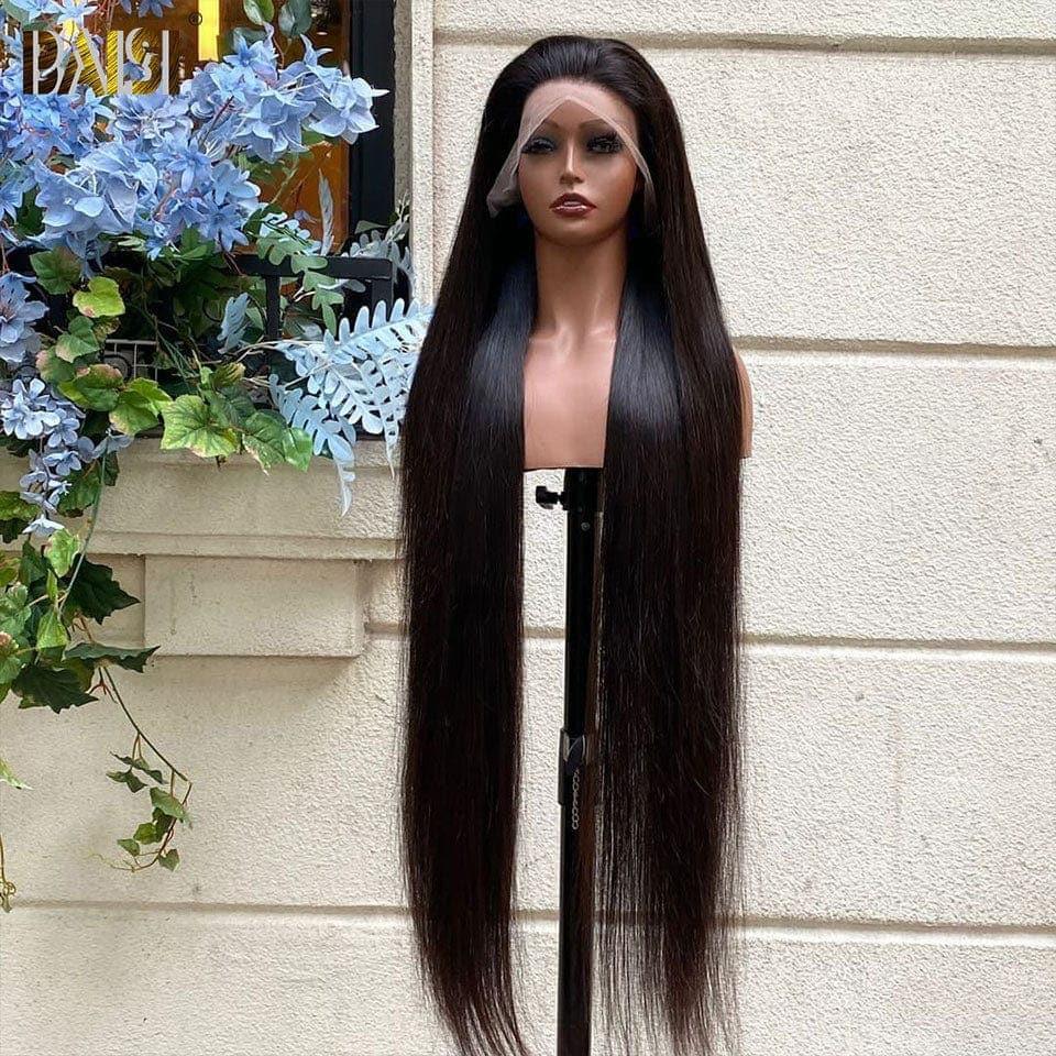 BAISI 13X4 frontal perruque trop longue lisse en 100% cheveux humains