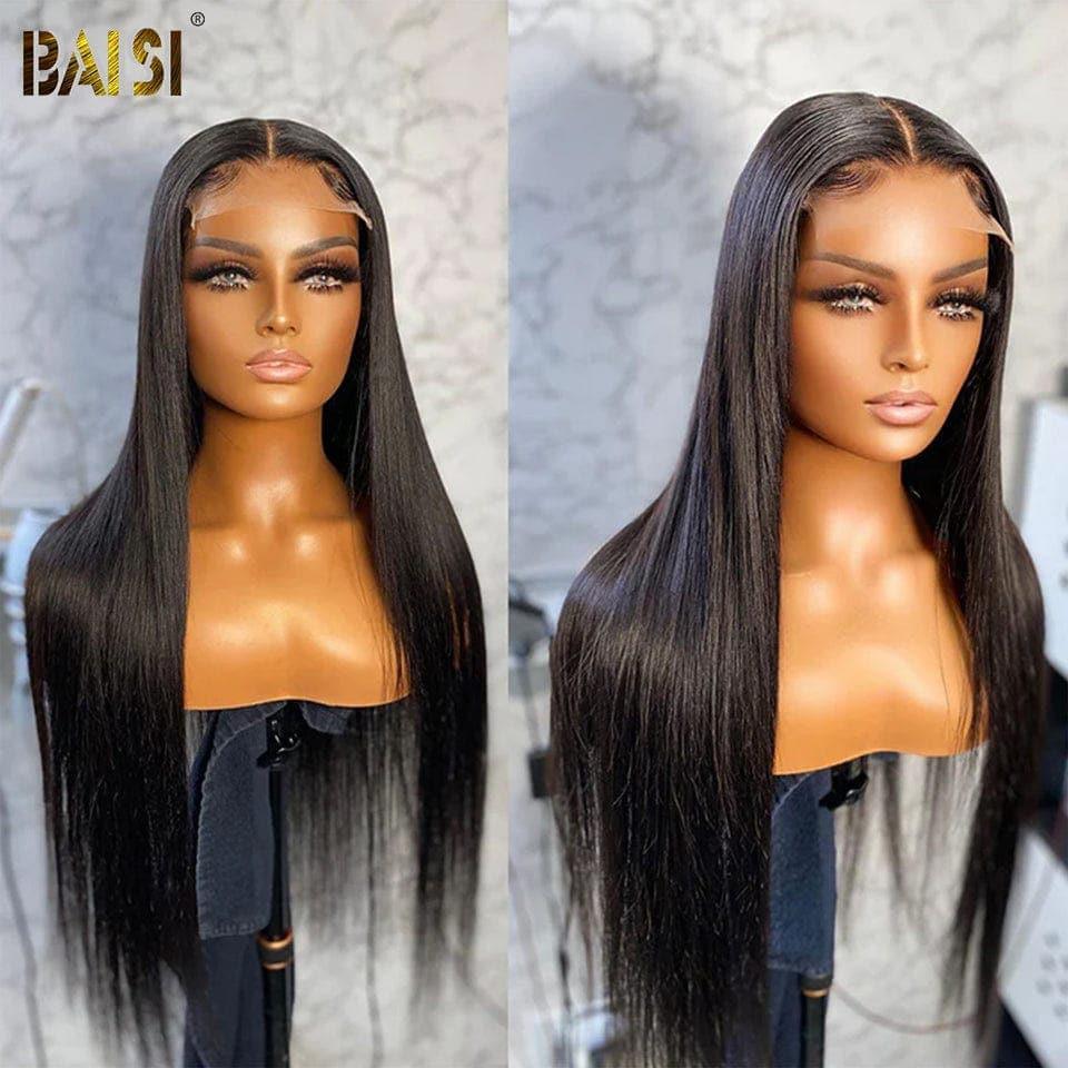 BAISI Achetez 2 perruques minimum au prix d'usine fournisseur 4x4 Closure Perruque Lisse En 100% Cheveux Humains En Cheveux Indians Brésiliens De Bonne Qualité (Pas besoins de code)