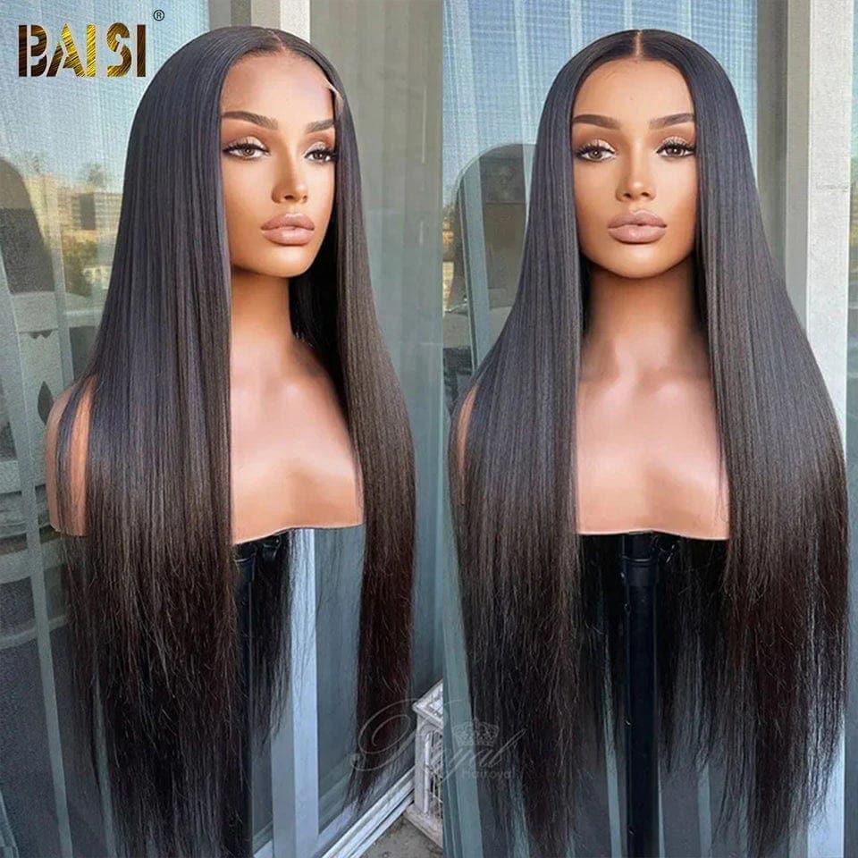 BAISI Achetez 2 perruques minimum au prix d'usine fournisseur 4x4 Closure Perruque Lisse En 100% Cheveux Humains En Cheveux Indians Brésiliens De Bonne Qualité (Pas besoins de code)