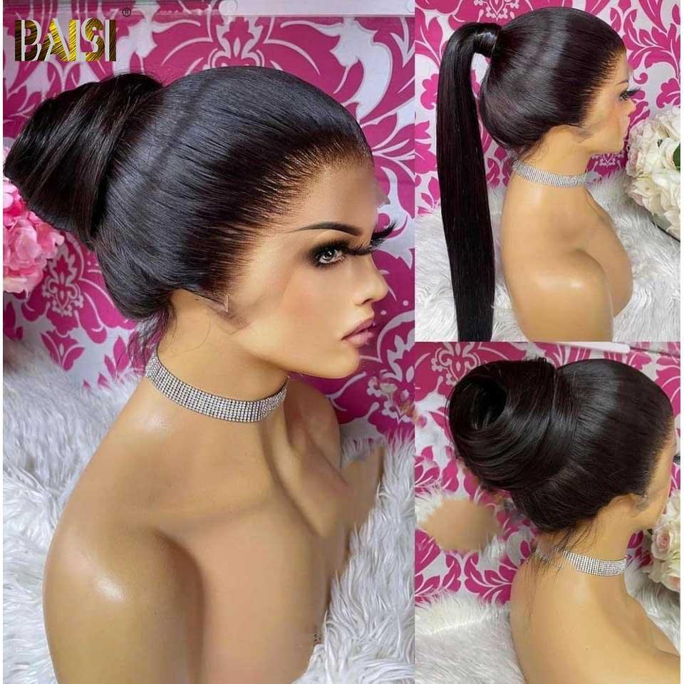 BAISI Bouclé Lisse 13x4 Densité 250% avec frontale Perruque de luxe haute de gamme plus de 10 ans d' utilisation Full Lace Perruques