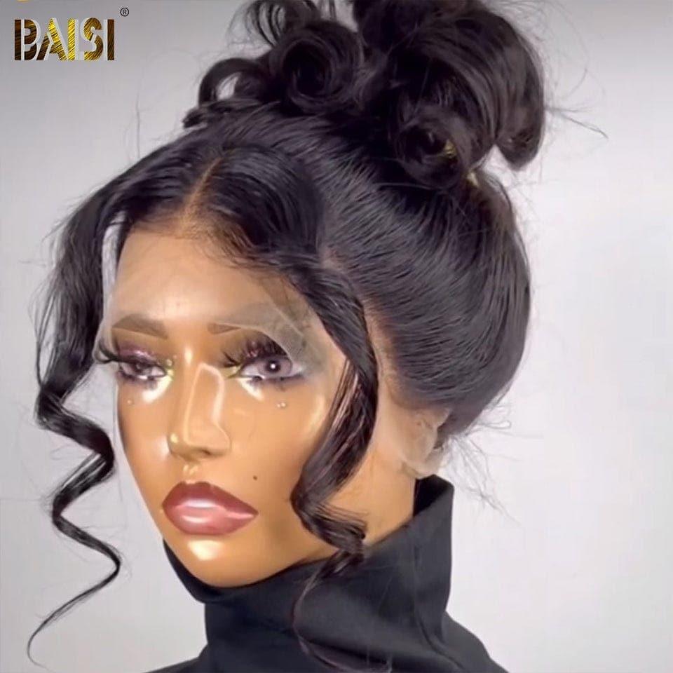 BAISI Achetez 2 perruques minimum au prix d'usine fournisseur en France TVA 0€ 48H arrivé 360 Lace Perruque Body Wave en Vrais Cheveux Humains Coiffure Chignion (Pas Besoin de Code)
