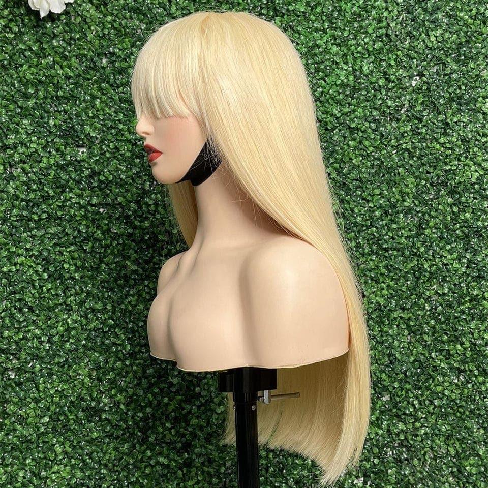 BAISI parrucche 13X4 Frontale Parrucca Liscia con Frangia Bionda 613# o NERA 1B# in 100% Capelli Umani Veri