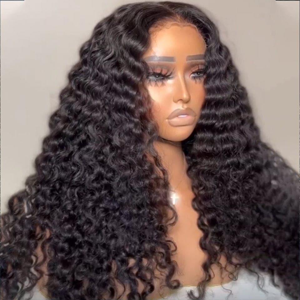 BAISI Achetez 2 perruques minimum au prix d'usine fournisseur 4x4 perruque Curly Pré-plucked Pas Besoin de Colle en 100% Raw Hair Lace déjà couper(Pas Besoin de Code)