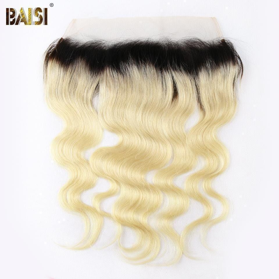 BAISI 10A 100% Cheveux Humains 1B/613# Eurasiens Ondulés Body Wave Blondes Mèche En Lot Avec Frontal