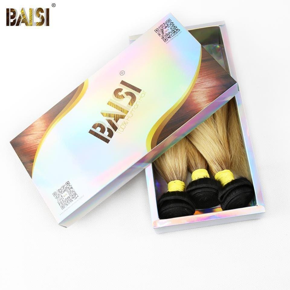 BAISI 10A 100% Cheveux Humains 1B/613# Eurasiens Lisses Blondes Mèche En Lot Avec Frontal
