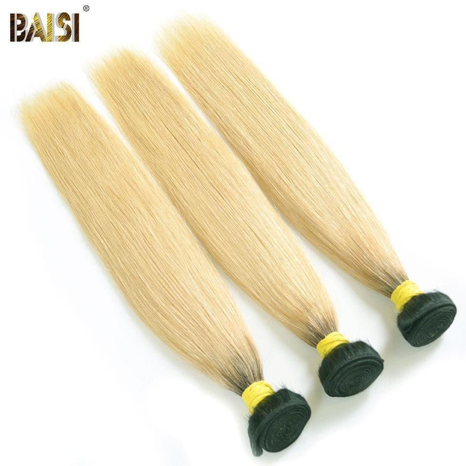 BAISI 10A 100% Cheveux Humains 1B/613# Eurasiens Lisses Blondes Mèche En Lot Avec Frontal