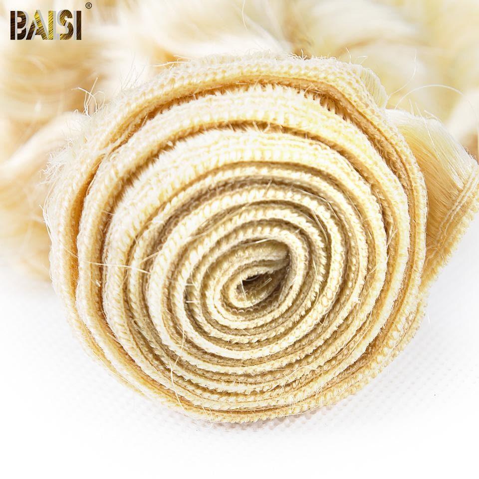 BAISI 10A 100% Cheveux Humains 613# Bouclé Deep Wave Blondes Mèche En Lot Avec Closure/Frontal