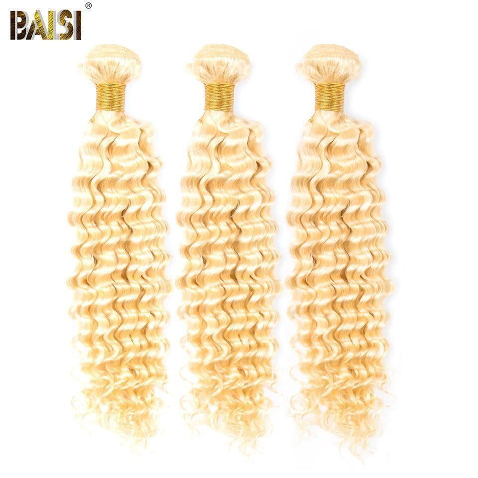BAISI 10A 100% Cheveux Humains 613# Bouclé Deep Wave Blondes Mèche En Lot Avec Closure/Frontal