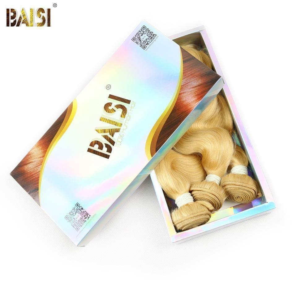 BAISI 10A 100% Cheveux Humains 613# Eurasiens Ondulés Body Wave Blondes Mèche En Lot Avec Frontal