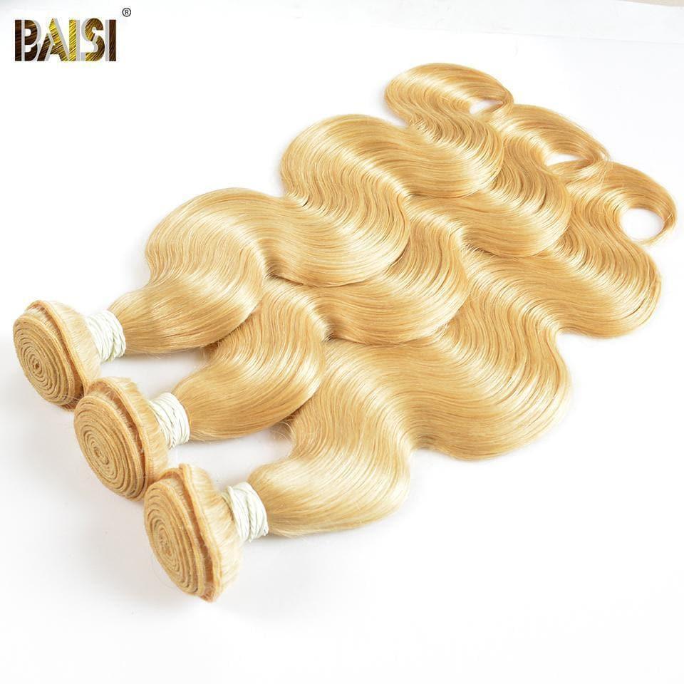 BAISI 10A 100% Cheveux Humains 613# Eurasiens Ondulés Body Wave Blondes Mèche En Lot Avec Frontal