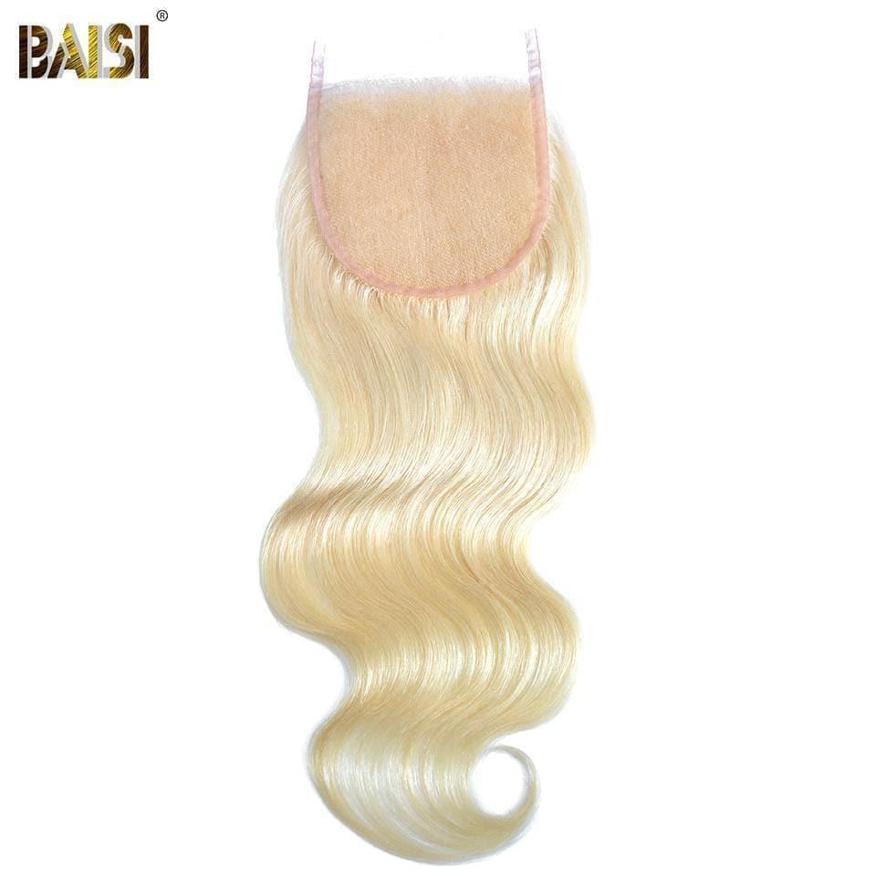 BAISI 10A Lace Closure 4x4 100% Cheveux Vierges Blondes #613 Ondulé Body Wave