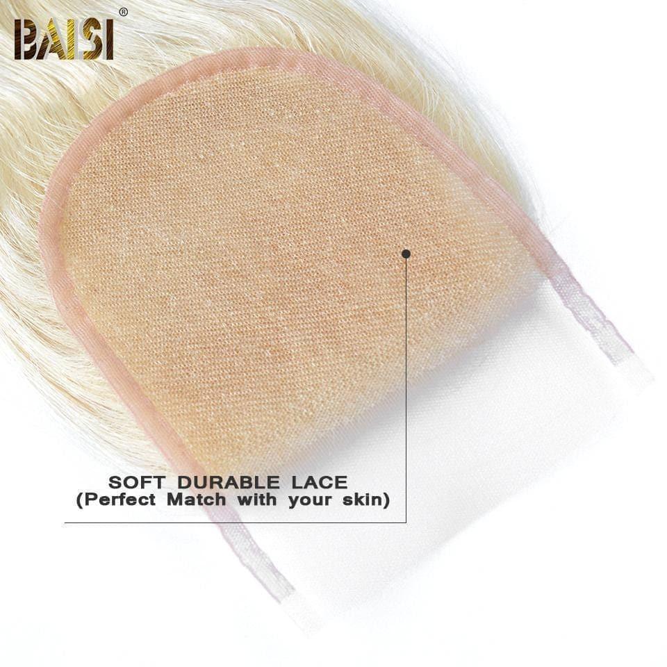 BAISI 10A Lace Closure 4x4 100% Cheveux Vierges Blondes #613 Ondulé Body Wave