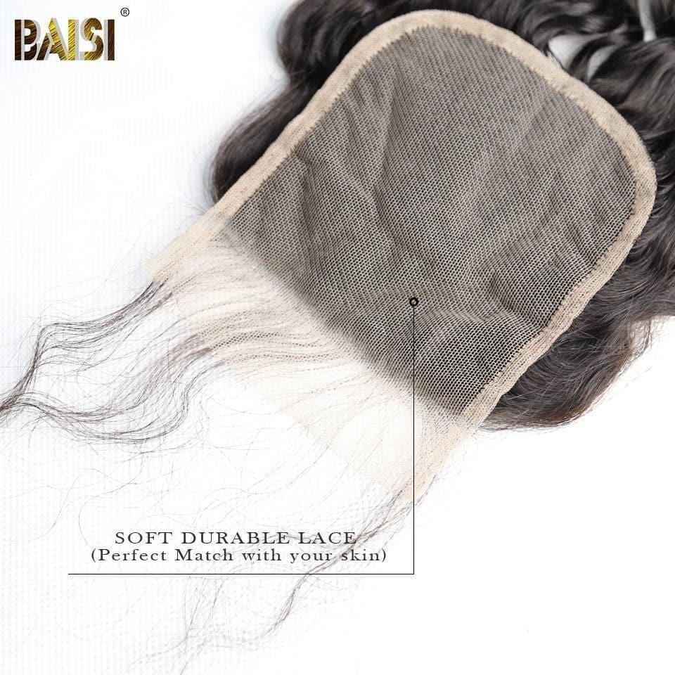 BAISI 10A Lace Closure 4x4/ 5x5 100% Cabelos Virgens Encaracolados-Crepus, Base em Seda Closure 4x4