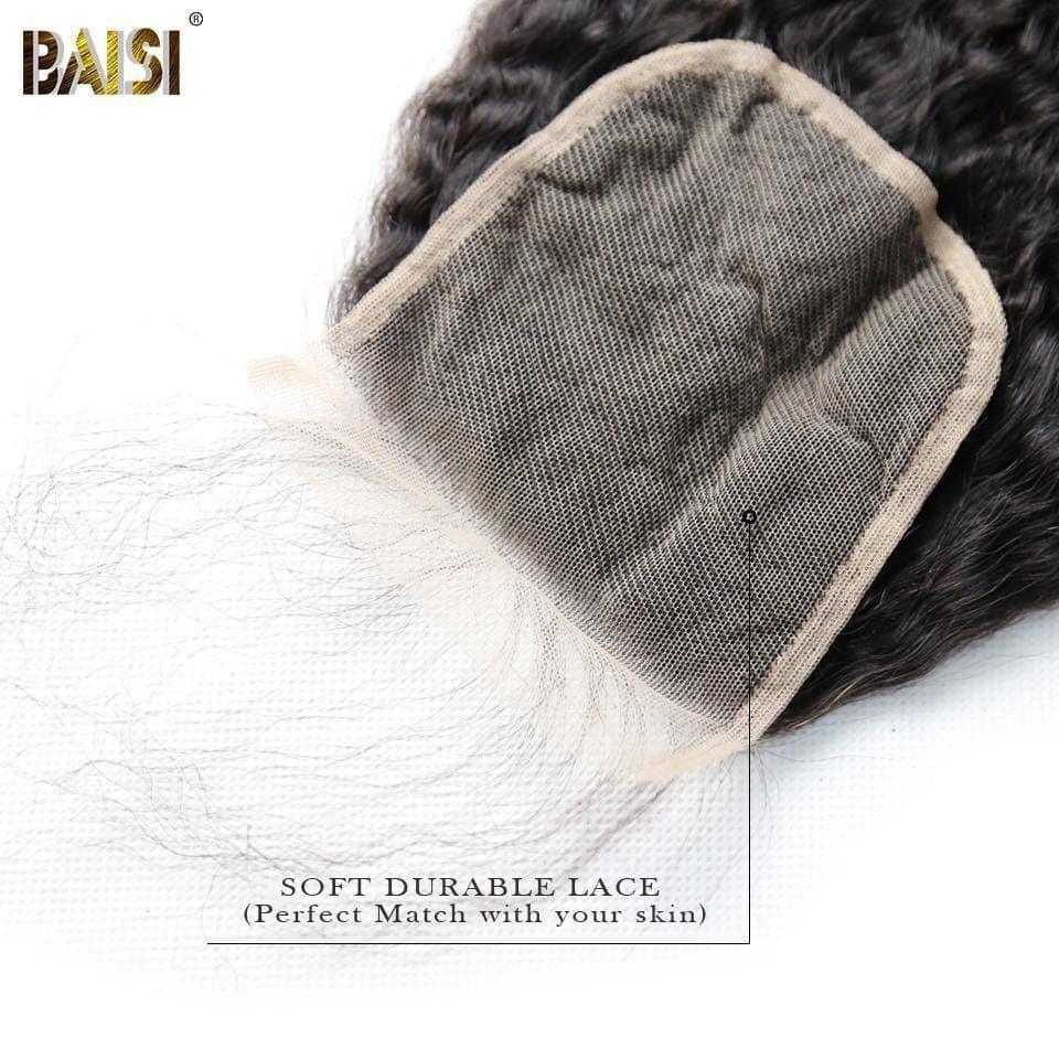 BAISI 10A Lace Closure 4x4 En 100% Cheveux Vierges Kinky Straight