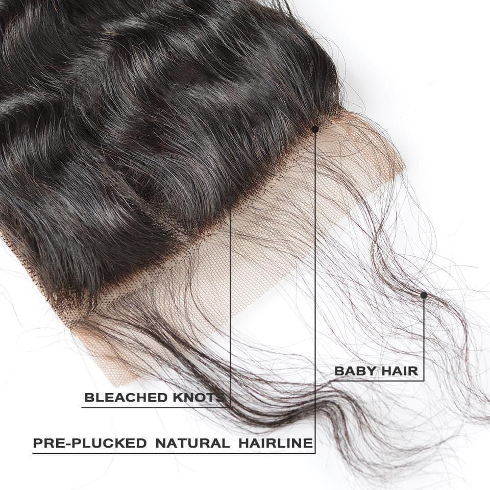 BAISI 8A 100% Virgin Hair Natural Wave Lace Closure 4x4