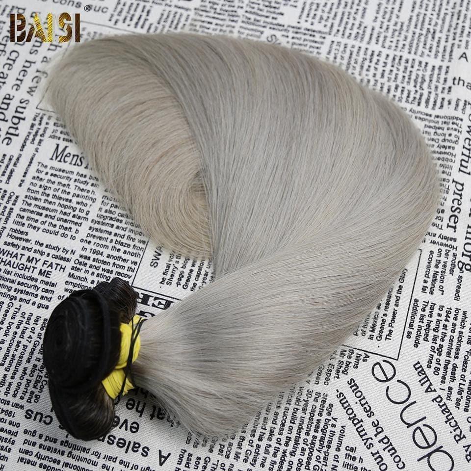 BAISI 12A Tissage Mèche 1B/GREY En 100% Cheveux Humains Lisse