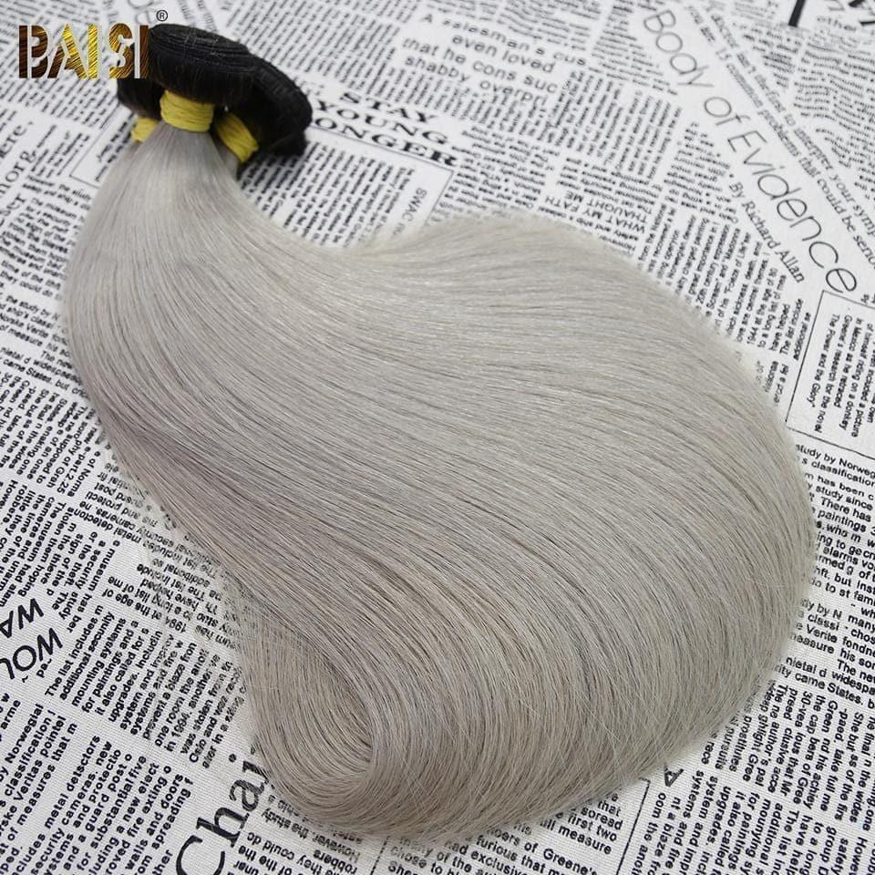 BAISI 12A Tissage Mèche 1B/GREY En 100% Cheveux Humains Lisse