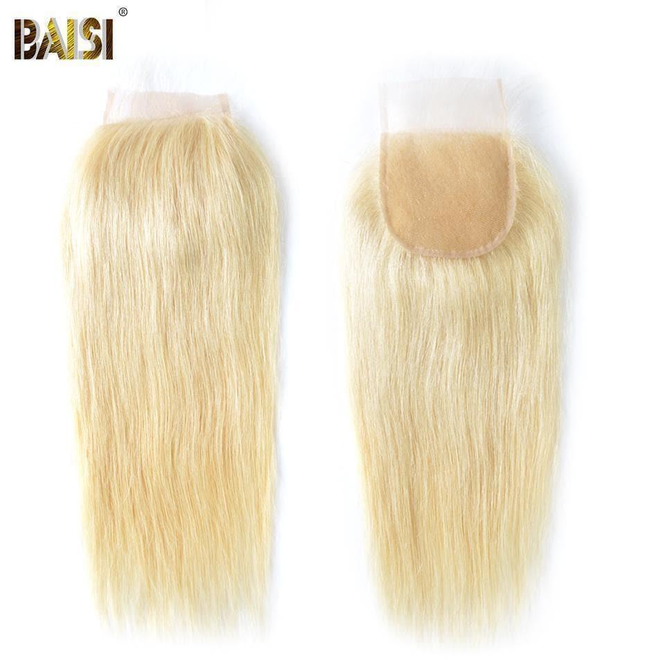 BAISI 10A Tissage En Lot Avec Closure 100% Cheveux Humains Eurasiens Chheveux Vierges Blondes #613