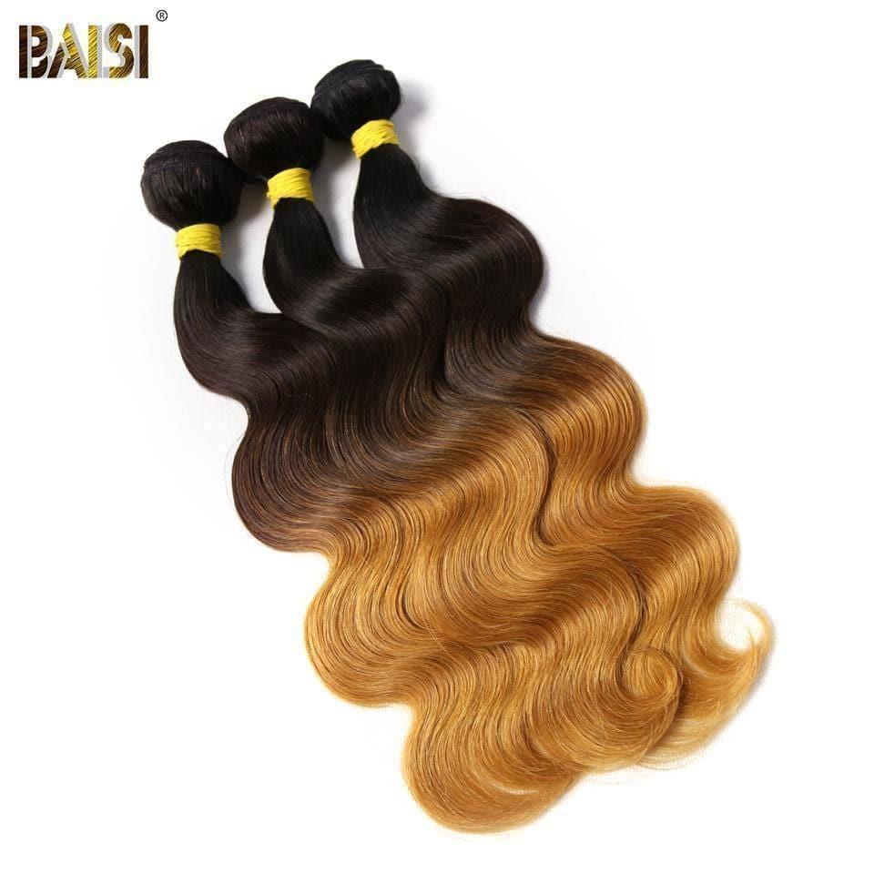 BAISI 12A Tissage Mèche 1b/4#/27# En 100% Cheveux Humains Body Wave