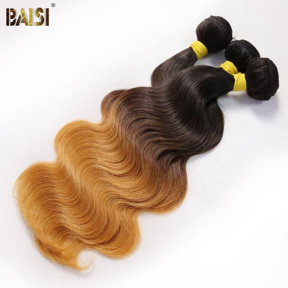 BAISI 12A Tissage Mèche 1b/4#/27# En 100% Cheveux Humains Body Wave