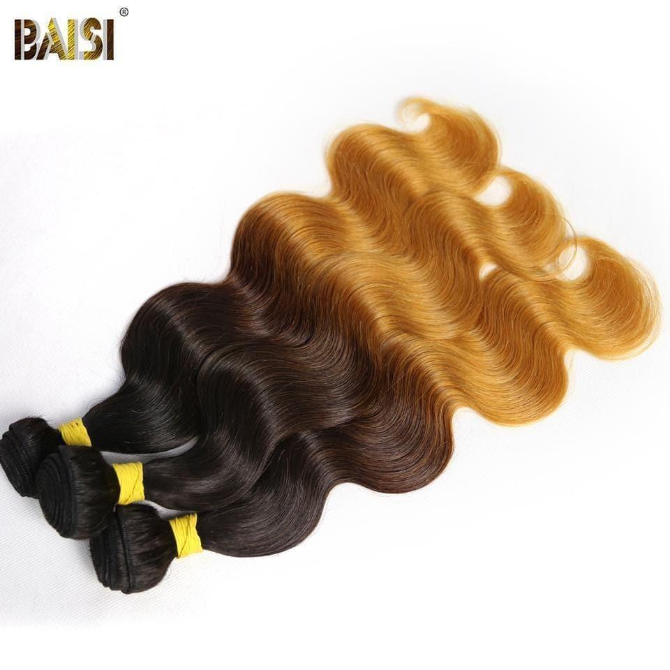 BAISI 12A Tissage Mèche 1b/4#/27# En 100% Cheveux Humains Body Wave